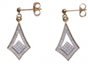 Modern Vintage Style Gold Plated Crystal Drop Earrings